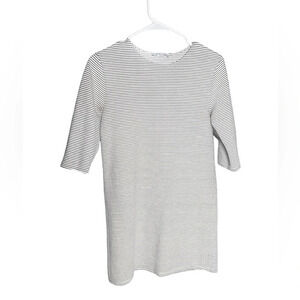 Zara shift dress small black white striped 3/4 sleeve mini like-new condition